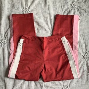ASOS Red 70’s Track Pants Zipper Seams High Waist